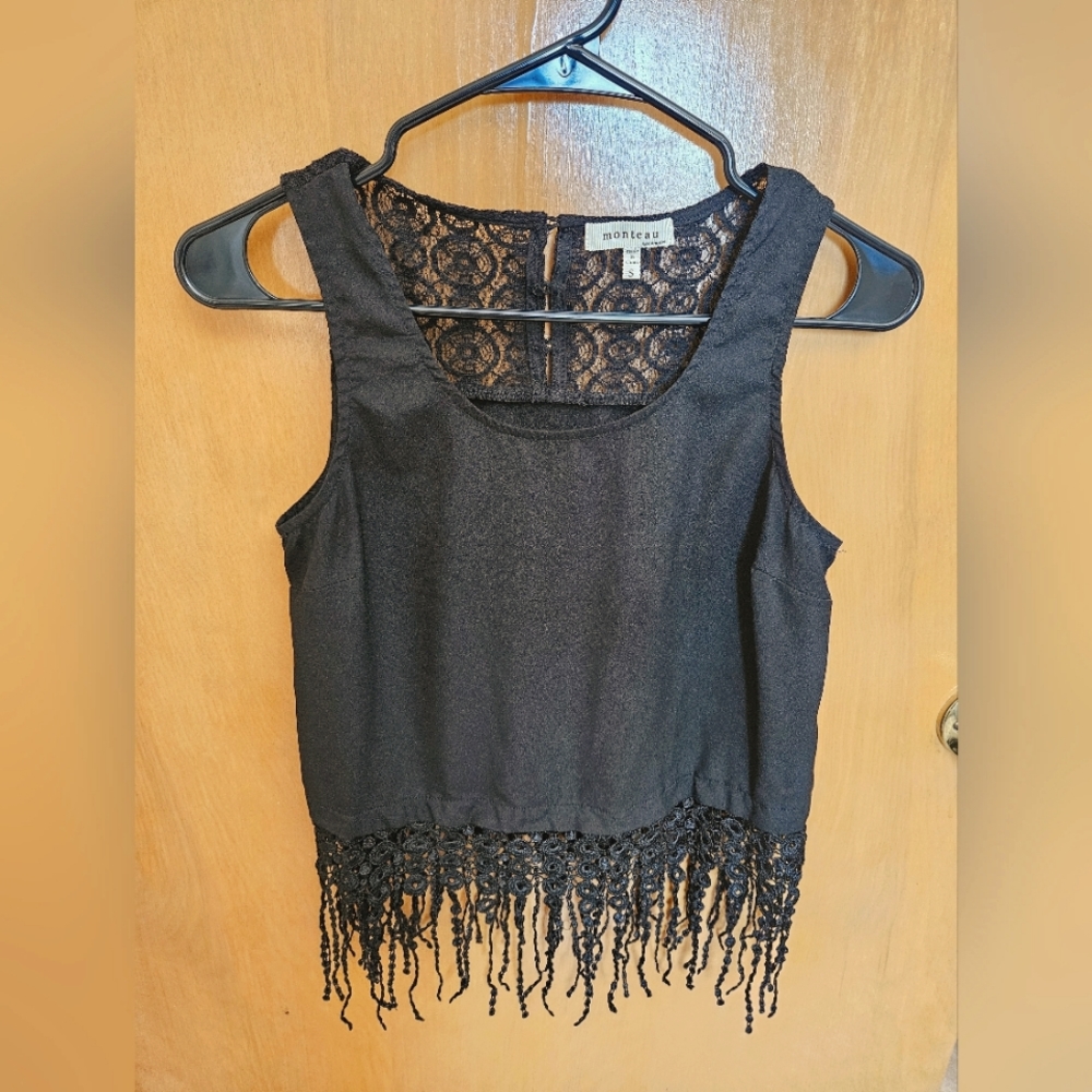 Monteau Lace/Fringe Tank Top - Small